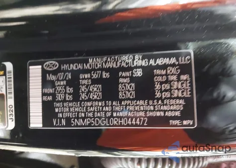 2024 Hyundai Santa Fe Calligraphy from USA, damaged, VIN 5NMP5DGL0RH044472